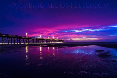 Pre dawn skies over the Jolly Rodger Pier in Topsail Beach North Carolina