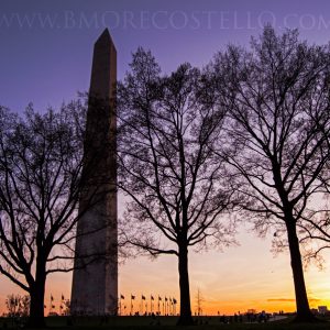 Sunset over the Washington Monument in Washington DC