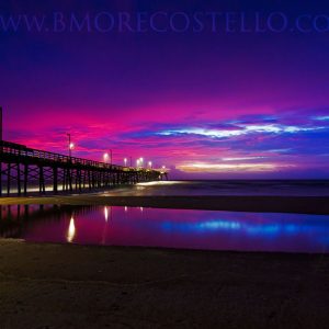 Pre dawn skies over the Jolly Rodger Pier in Topsail Beach North Carolina