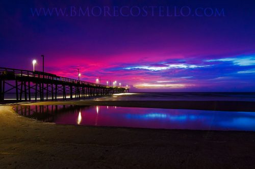 Pre dawn skies over the Jolly Rodger Pier in Topsail Beach North Carolina