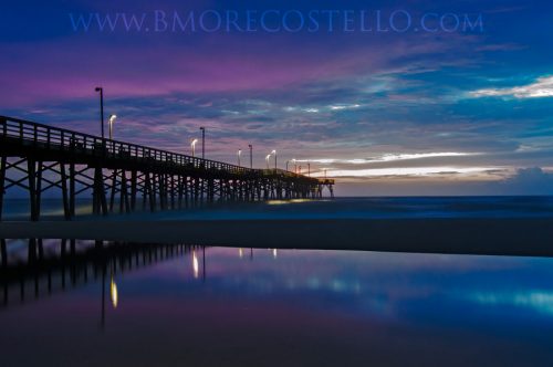 Pre dawn skies over the Jolly Rodger Pier in Topsail Beach North Carolina