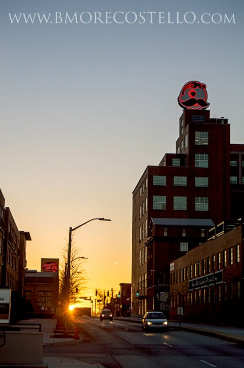 Sunset over the Natty Boh Tower