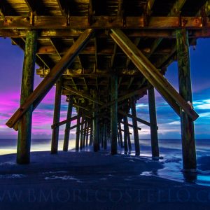 Sunrise under the Jolly Rodger Pier in Topsail Beach North Carolina