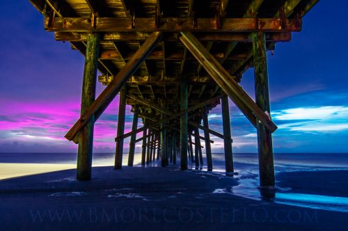 Sunrise under the Jolly Rodger Pier in Topsail Beach North Carolina